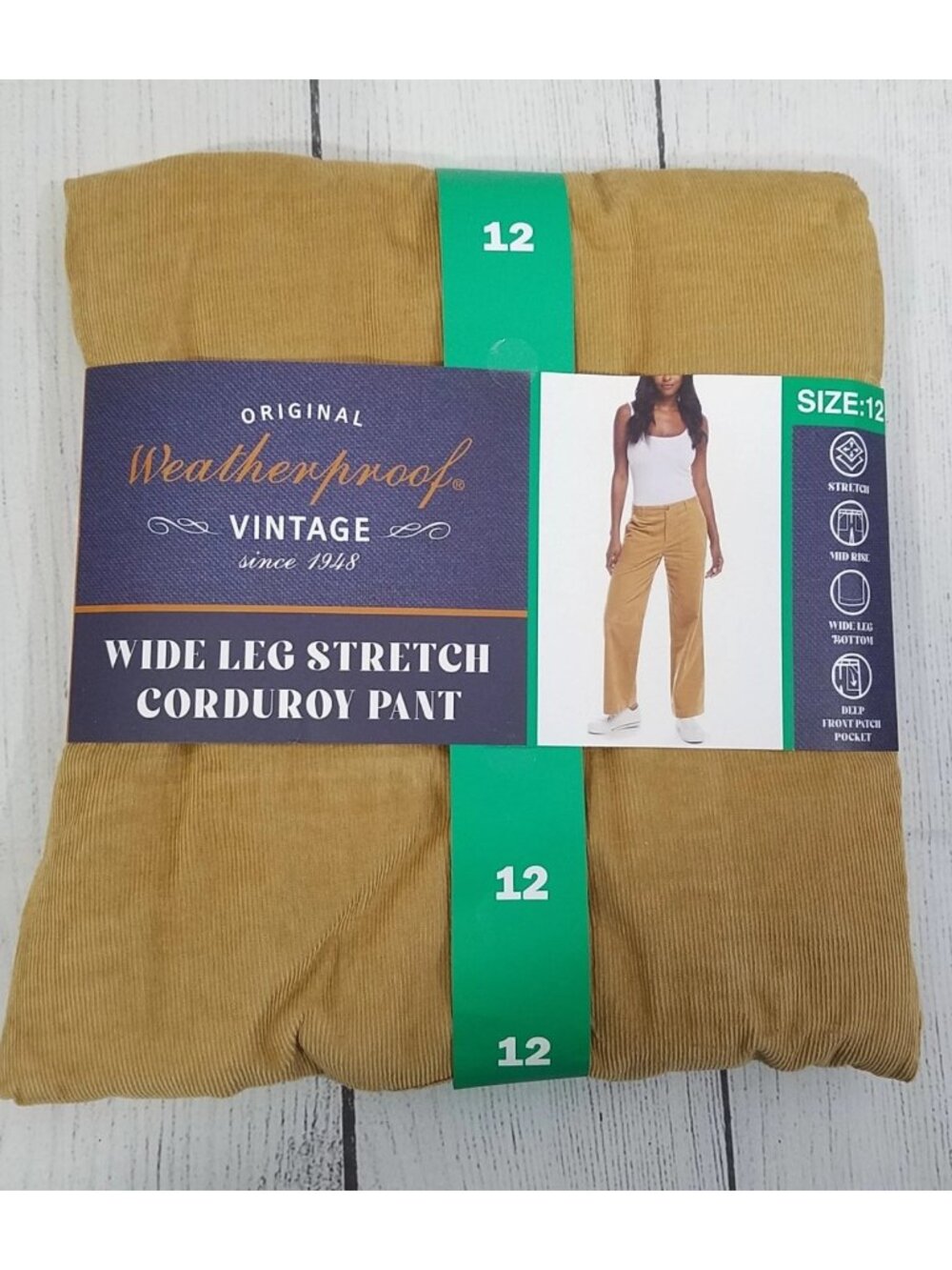 Weatherproof Vintage Wide Leg Stretch Corduroy Pants Womens Size 12 - Tan